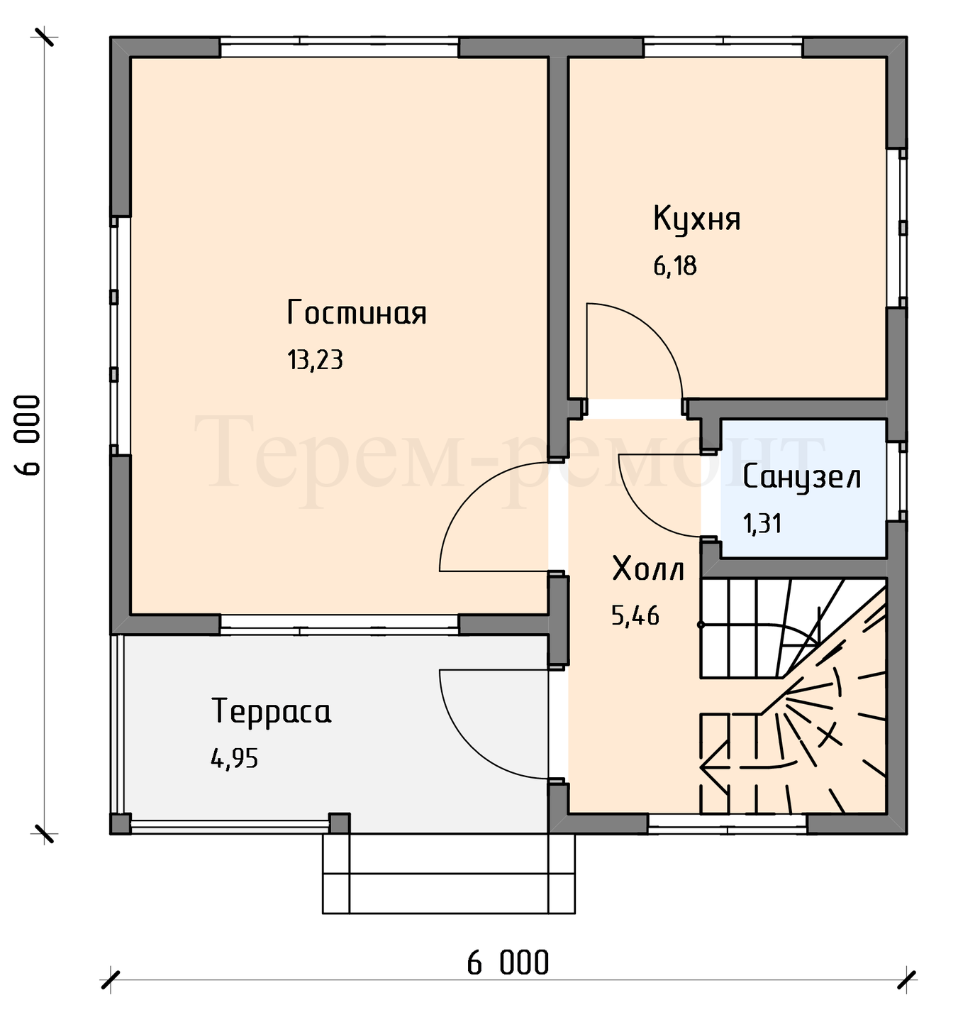 Проект каркасного дома Д60